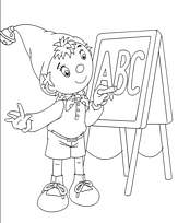 coloriage oui oui ecrit l alphabet sur le tableau